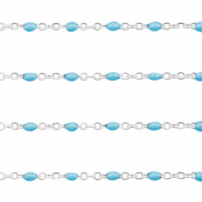 Stainless steel findings belcher chain 1mm Turquoise Green-Silver