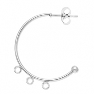 Stainless steel findings earrings creole with 3 loops Silver