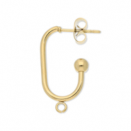 Stainless steel findings earrings / earpin oblong oval with loop Gold