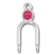 DQ European metal charms connector Antique Silver (Nickelfree)-Magenta