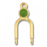DQ European metal charms connector Gold (Nickelfree)-Olive Green