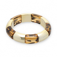 Bracelets resin with leopard print Gold-Transparent Light Amber Brown-Black