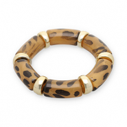 Bracelets resin with leopard print Gold-Transparent Light Amber Brown-Black