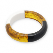 Bracelets bangle resin Transparent Amber Brown-White