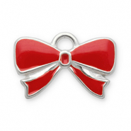 Stainless steel charms bow Silver-Red
