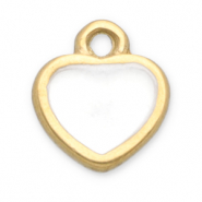 Stainless steel charms heart Gold-White