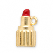 Stainless steel charms lipstick Gold-Red
