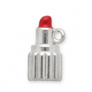 Stainless steel charms lipstick Silver-Red