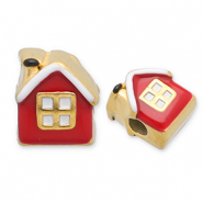 Stainless steel beads house Gold-Red-White