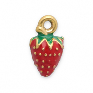 Stainless steel charms strawberry Gold-Red-Green