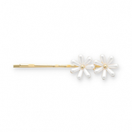 Hair accessories bobby pin daisies Gold-White