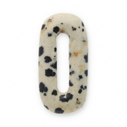 Natural stone charms Dalmatian Stone oval Greige-Black-Brown