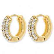 Stainless steel earrings / earpins creoles with strass Gold-Transparent