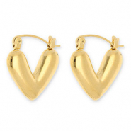 Stainless steel earrings / creoles heart Gold
