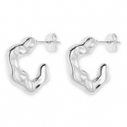 Stainless steel earrings / earpins irregular Silver