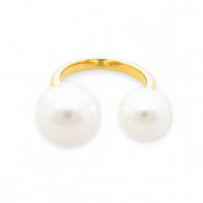 Stainless steel rings pearls Gold-White
