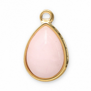 Stainless steel charms natural stone drop Gold-Pink