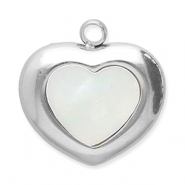 Stainless steel charms shell heart Silver-White