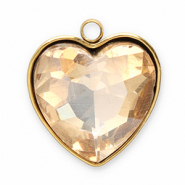 Stainless steel charms facet heart Gold-Champagne