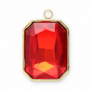 Stainless steel charms facet rectangle Gold-Red