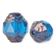 Czech Beads FPB oval 7x6mm Aqua-Bronze