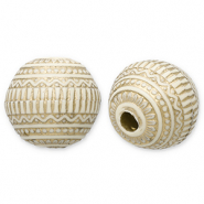 Acrylic beads round Off White-Gold