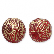 12 mm acrylic beads round Red-Gold