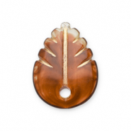 Acrylic charms leaf Cognac Brown-Gold
