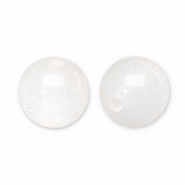 8 mm acrylic beads with glitter White-Turquoise