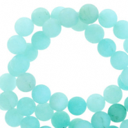 Semi-precious stone beads round 8mm matt Tropical blue