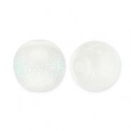 6 mm acrylic beads with glitter White-Turquoise