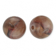 12 mm acrylic beads round Brown-White