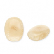 Acrylic beads oval Beige Brown-White