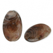 Acrylic beads oblong oval Brown-White