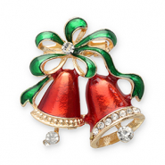Brooches Christmas bells Gold-Red-Green