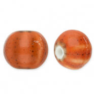 Beads Ceramic with stripes 12mm Dark Orange