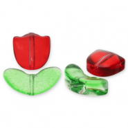 Glass beads tulip Red-Green