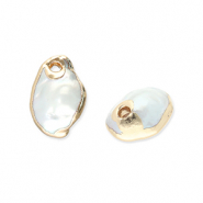 Freshwater pearls charm Natural White-Gold