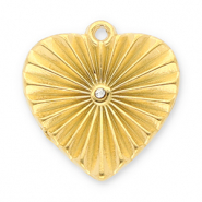 Stainless steel charms heart with strass Gold-Transparent