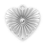 Stainless steel charms heart with strass Silver-Transparent