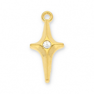 Stainless steel charms star with strass Gold-Transparent