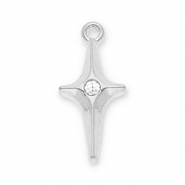 Stainless steel charms star with strass Silver-Transparent