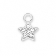 Stainless steel charms star with strass Silver-Transparent