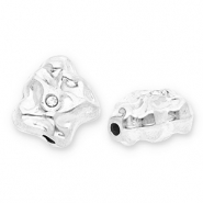 Stainless steel beads irregular with strass Silver-Transparent