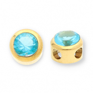 Stainless steel beads disc with strass Gold-Blue