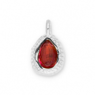 Stainless steel charms drop with facet Silver-Red