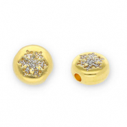 DQ European metal beads round with snowflake Gold-Glitter Silver (Nickelfree)