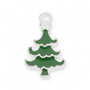 DQ European metal charms Christmas tree Antique Silver-Dark Green (Nickelfree)