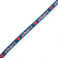 BY31&reg; Ribbon tekst "Ch&eacute;ri" Dark Blue-Light Pink-Red-Green