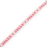 BY31&reg; Ribbon tekst "Jolly" Light Pink-Red-Mint Green-Gold